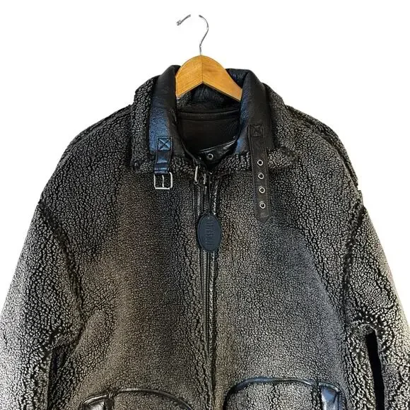 WILSONS B-3 Aviator Reversible Leather Sherpa Flight Bomber Jacket Black Medium - Picture 9 of 16